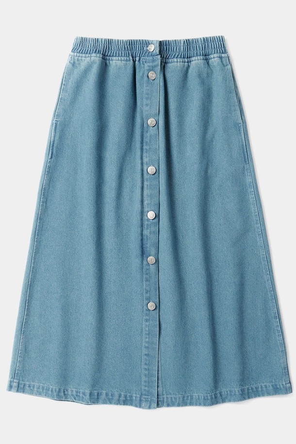 COLUMBIA UNIVERSITY - 롱스커트 - SL-LABEL FRONT BUTTON DENIM SKIRT 라이트데님