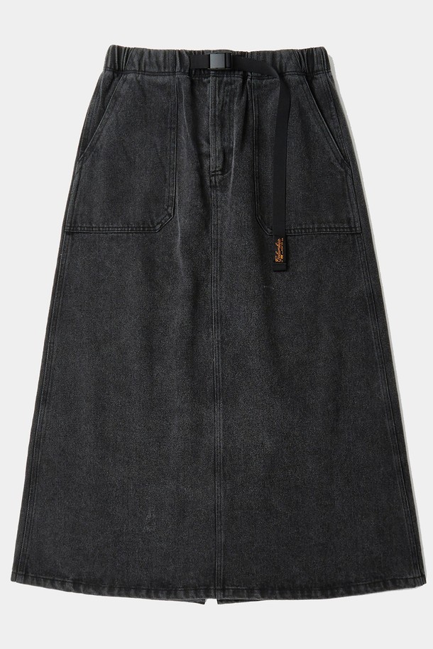 COLUMBIA UNIVERSITY - 롱스커트 - SL-LABEL BELTED DENIM SKIRT 그레이데님