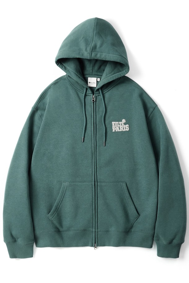 KULTE - 후디 - Palm tree zip-up D.green