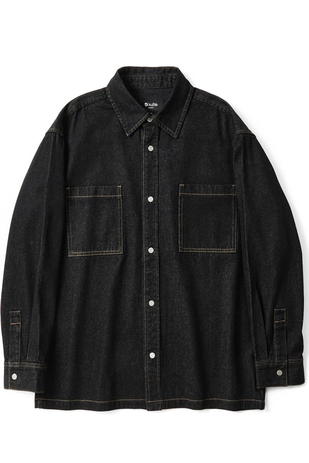 KULTE - 캐주얼셔츠 - Washed work denim shirt Black