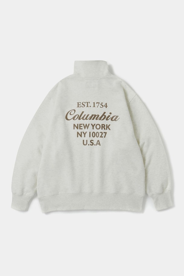 COLUMBIA UNIVERSITY - 스웨트셔츠 - CU BIG SCRIPT TERRY H/ZIP SWEATSHIRTS 오트밀