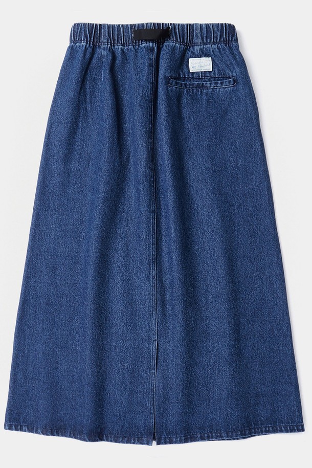 COLUMBIA UNIVERSITY - 롱스커트 - SL-LABEL BELTED DENIM SKIRT 미드나잇데님