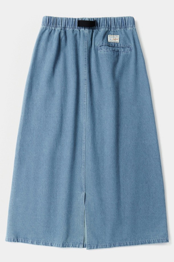 COLUMBIA UNIVERSITY - 롱스커트 - SL-LABEL BELTED DENIM SKIRT 라이트데님