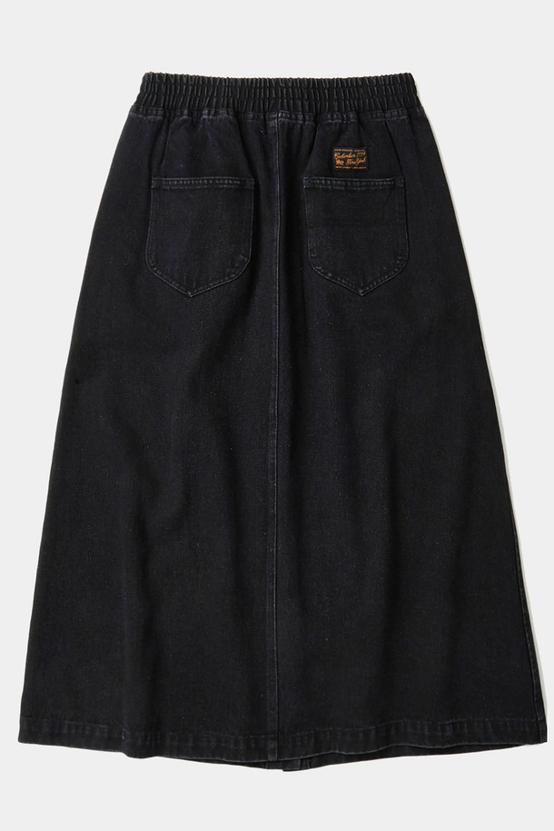 COLUMBIA UNIVERSITY - 롱스커트 - SL-LABEL FRONT BUTTON DENIM SKIRT 블랙데님