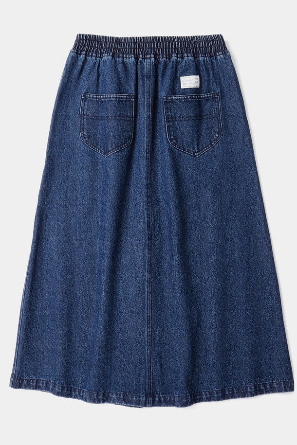 COLUMBIA UNIVERSITY - 롱스커트 - SL-LABEL FRONT BUTTON DENIM SKIRT 미드나잇데님