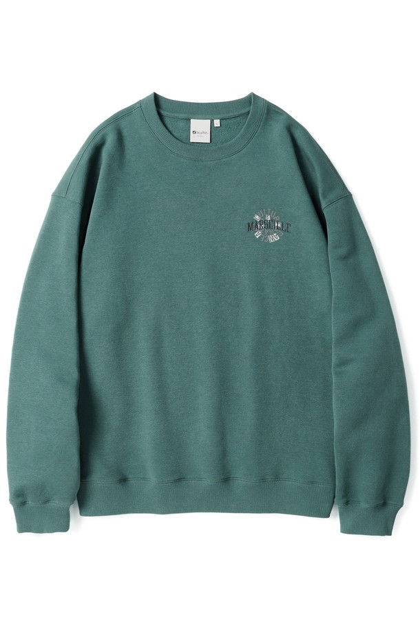 KULTE - 스웨트셔츠 - Swirl logo crewneck D.green