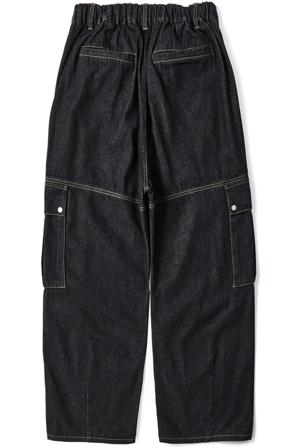 KULTE - 데님 - Washed cargo denim pants Black