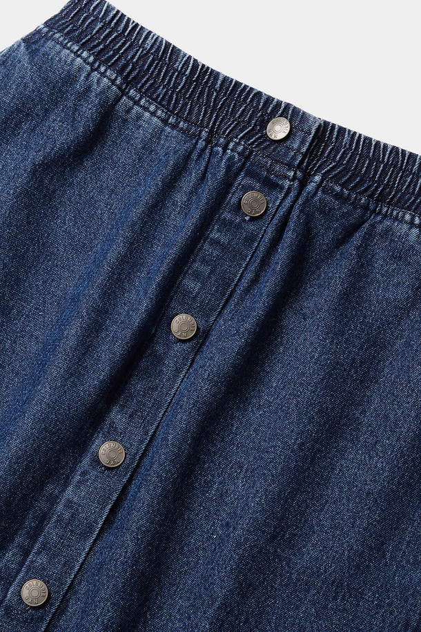 COLUMBIA UNIVERSITY - 롱스커트 - SL-LABEL FRONT BUTTON DENIM SKIRT 미드나잇데님