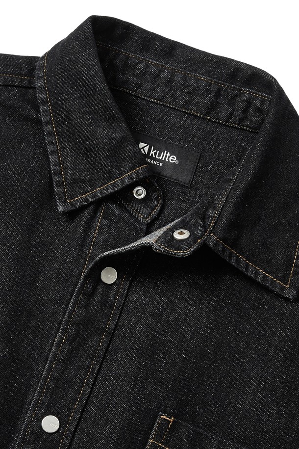 KULTE - 캐주얼셔츠 - Washed work denim shirt Black