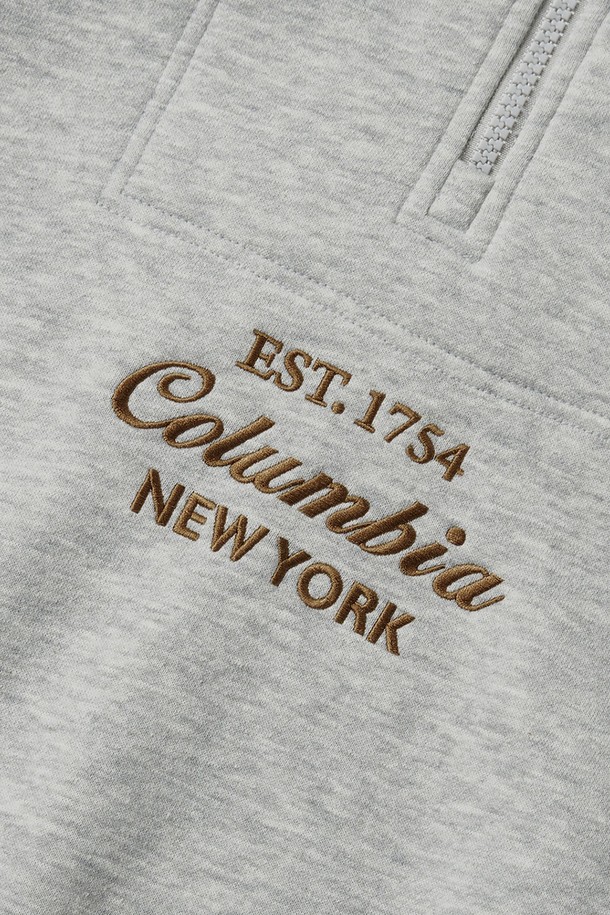 COLUMBIA UNIVERSITY - 스웨트셔츠 - CU BIG SCRIPT TERRY H/ZIP SWEATSHIRTS M그레이