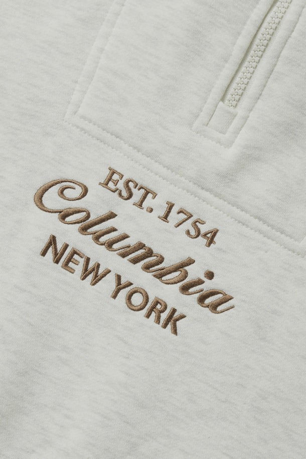 COLUMBIA UNIVERSITY - 스웨트셔츠 - CU BIG SCRIPT TERRY H/ZIP SWEATSHIRTS 오트밀