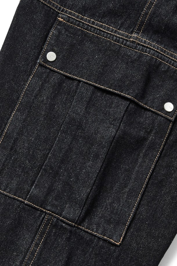 KULTE - 데님 - Washed cargo denim pants Black