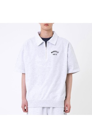 HARF ZIP SHORT SLEEVE CREWNECK 라이트멜란지그레이