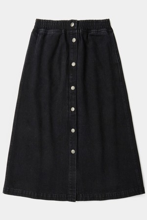 SL-LABEL FRONT BUTTON DENIM SKIRT 블랙데님