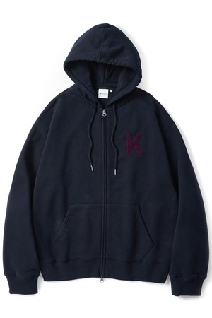 K boucle zip-up D.navy