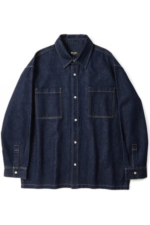 Washed work denim shirt Indigo