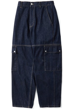 Washed cargo denim pants Indigo