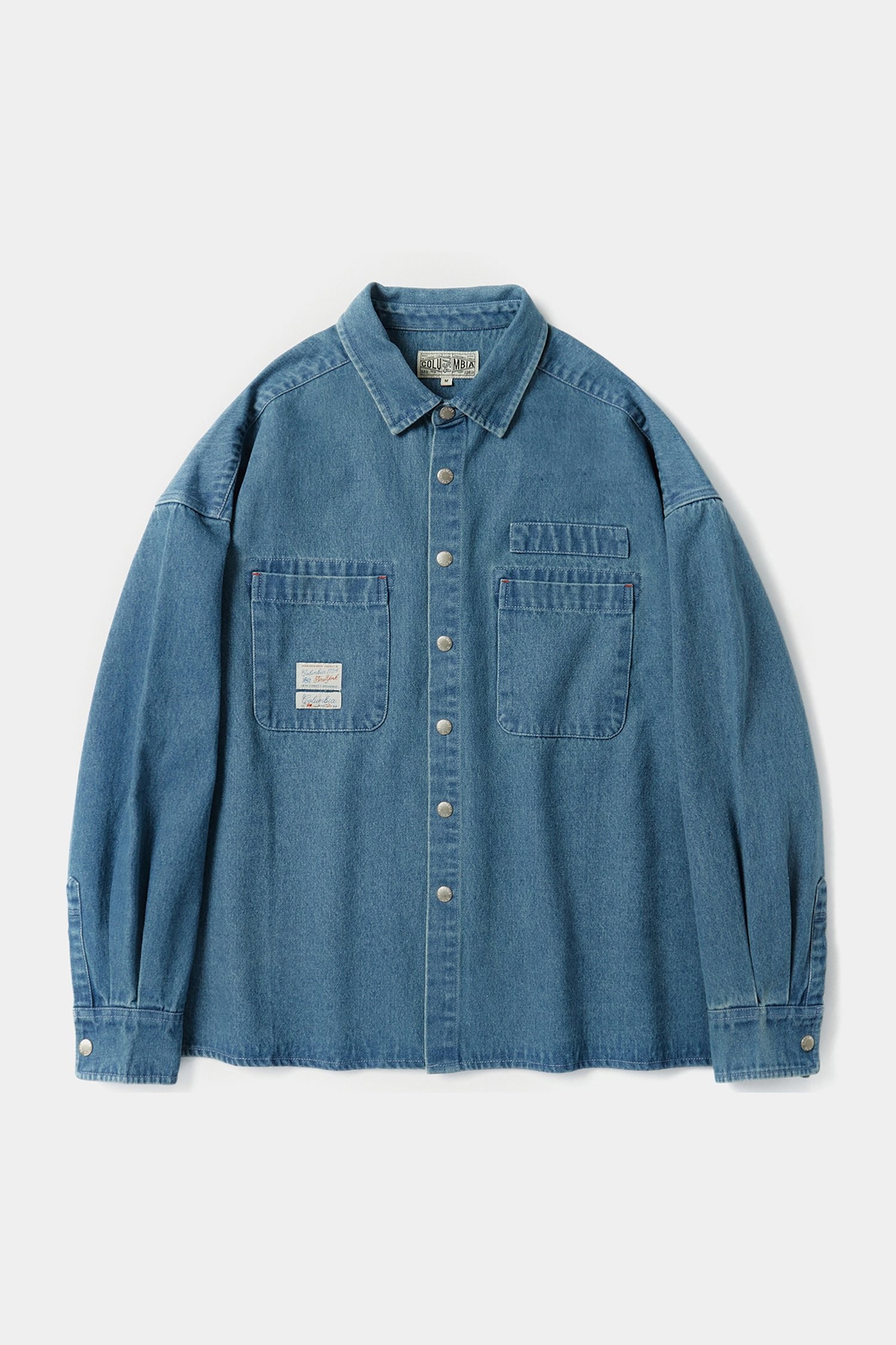★★Columbia★★ SLLABEL OVERFIT DENIM SHIRTS Light denim CI COLUMBIA UNIVERSITY] SL-LABEL OVER-FIT DENIM SHIRTS 라이트데님
