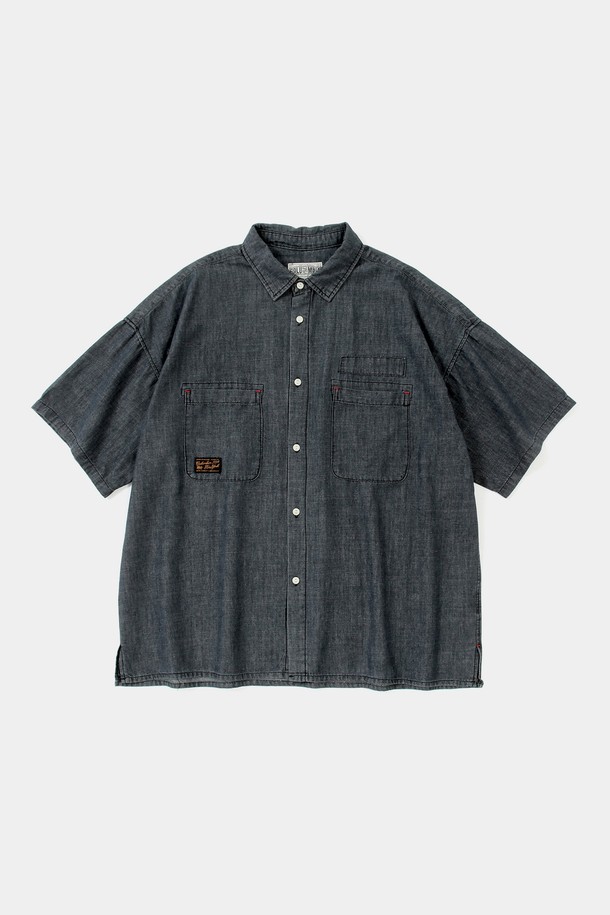 COLUMBIA UNIVERSITY - 반팔셔츠 - SL-LABEL BIG POCKET DENIM S/S SHIRTS 블랙데님