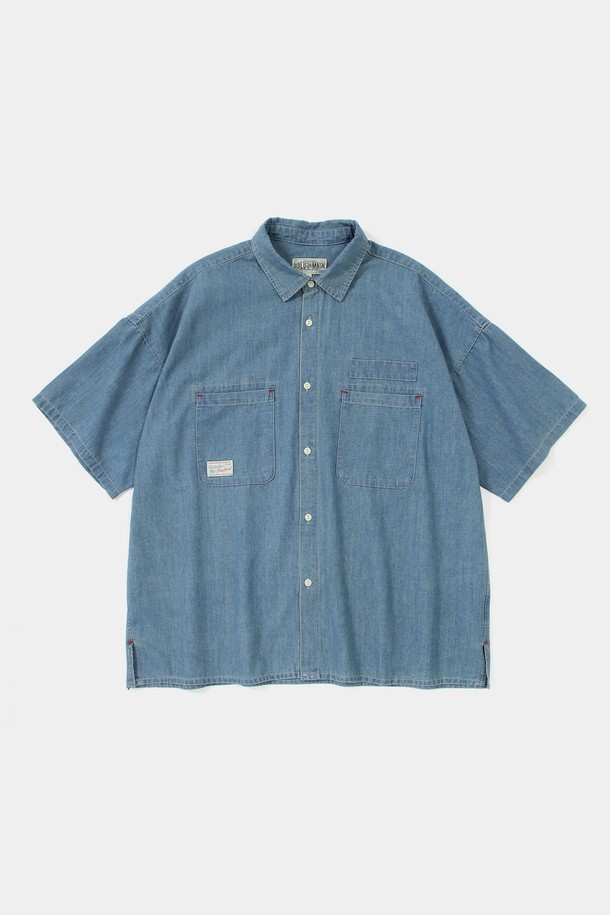 COLUMBIA UNIVERSITY - 반팔셔츠 - SL-LABEL BIG POCKET DENIM S/S SHIRTS 라이트데님