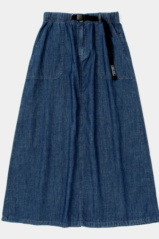 COLUMBIA UNIVERSITY - 롱스커트 - COLUMBIA TRAJAN LABEL BELTED DENIM LONG SKIRTS 미드나잇데님