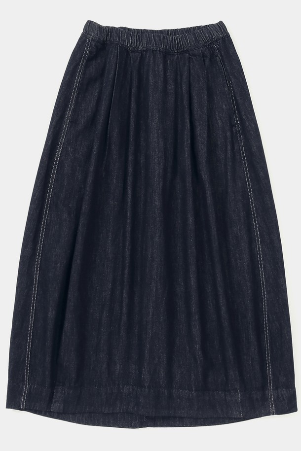 COLUMBIA UNIVERSITY - 롱스커트 - ALL-ROUND PLEATS DENIM LONG SKIRTS 인디고데님