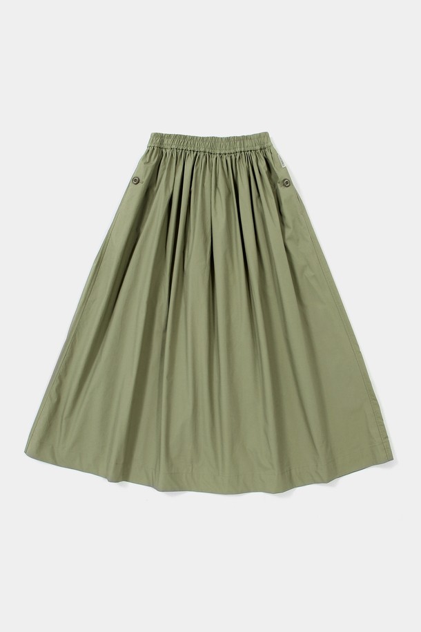 COLUMBIA UNIVERSITY - 롱스커트 - ALL-ROUND PLEATS COTTON LONG SKIRTS 카키