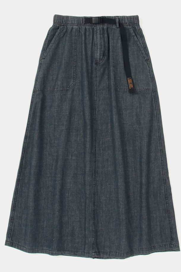 COLUMBIA UNIVERSITY - 롱스커트 - COLUMBIA TRAJAN LABEL BELTED DENIM LONG SKIRTS 블랙데님