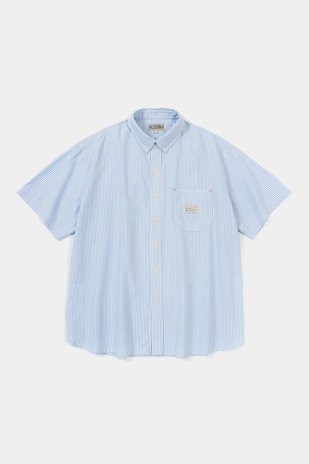 COLUMBIA UNIVERSITY - 반팔셔츠 - SL-LABEL ONE POCKET OXFORD S/S SHIRTS 블루스트라이프