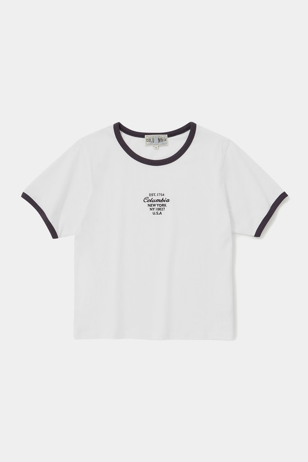 COLUMBIA UNIVERSITY - 반소매 티셔츠 - CU BIG SCRIPT WOMEN S/S RINGER T-SHIRTS 화이트
