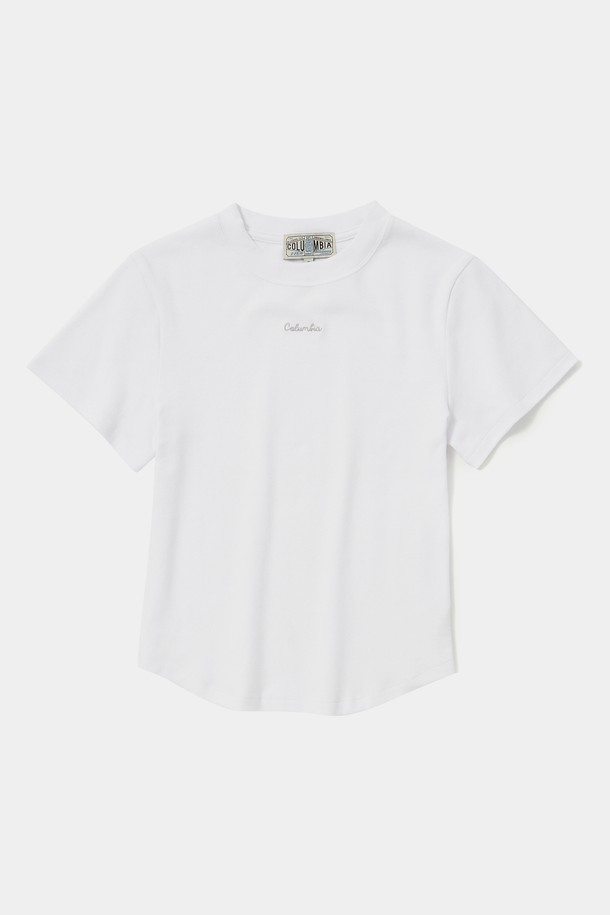 COLUMBIA UNIVERSITY - 반소매 티셔츠 - TINY SCRIPT LOGO WOMEN SLIM-FIT S/S T-SHIRTS 화이트
