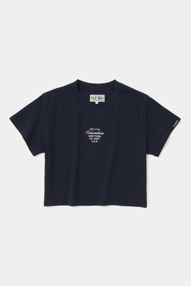 COLUMBIA UNIVERSITY - 반소매 티셔츠 - CU BIG SCRIPT WOMEN CROP S/S T-SHIRTS 크라운네이비