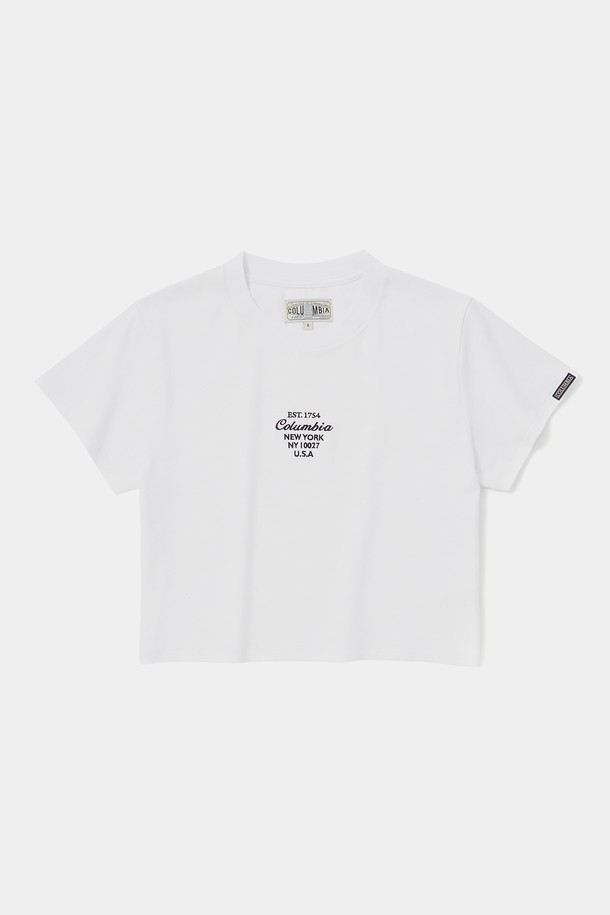 COLUMBIA UNIVERSITY - 반소매 티셔츠 - CU BIG SCRIPT WOMEN CROP S/S T-SHIRTS 화이트