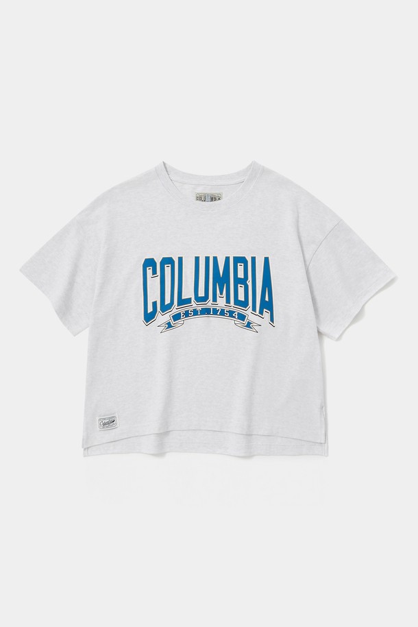 COLUMBIA UNIVERSITY - 반소매 티셔츠 - CU 80S VINTAGE CRACK LOGO WOMEN S/S T-SHIRTS 라이트멜란지