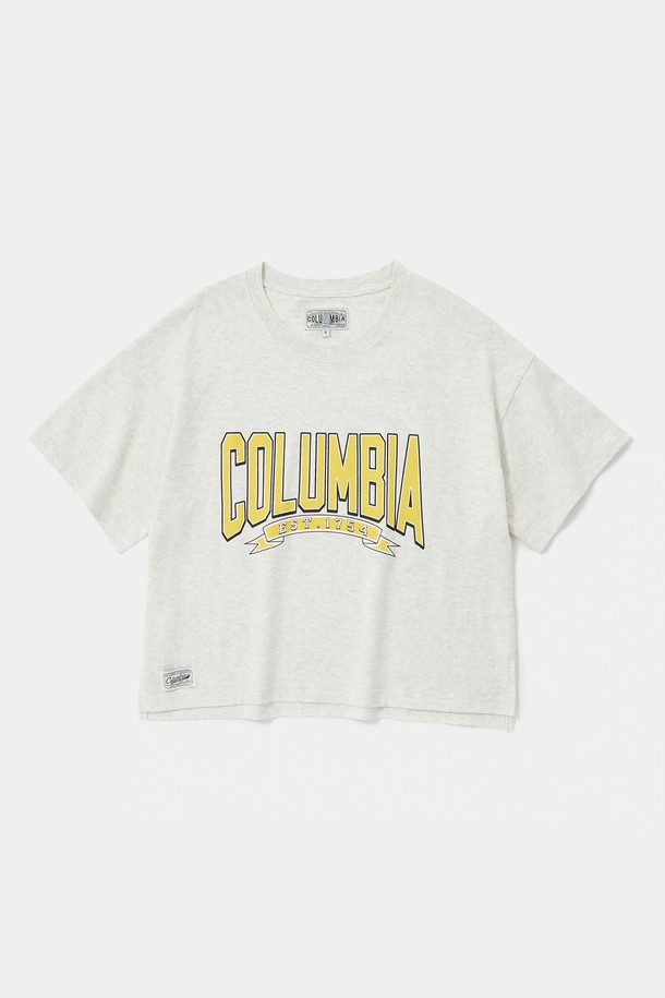 COLUMBIA UNIVERSITY - 반소매 티셔츠 - CU 80S VINTAGE CRACK LOGO WOMEN S/S T-SHIRTS 오트밀