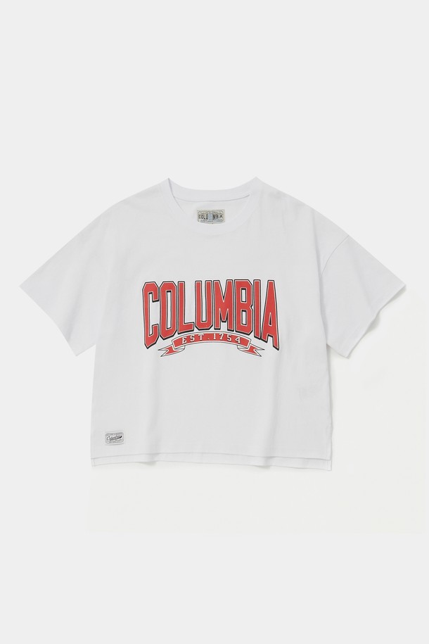 COLUMBIA UNIVERSITY - 반소매 티셔츠 - CU 80S VINTAGE CRACK LOGO WOMEN S/S T-SHIRTS 화이트