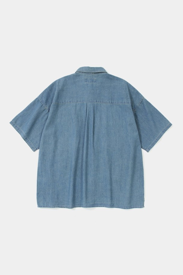 COLUMBIA UNIVERSITY - 반팔셔츠 - SL-LABEL BIG POCKET DENIM S/S SHIRTS 라이트데님