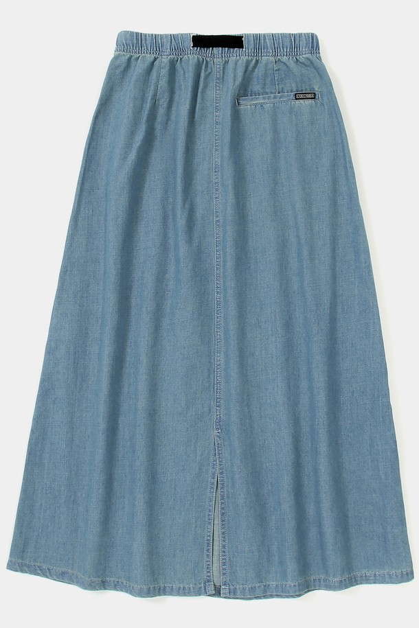 COLUMBIA UNIVERSITY - 롱스커트 - COLUMBIA TRAJAN LABEL BELTED DENIM LONG SKIRTS 라이트데님