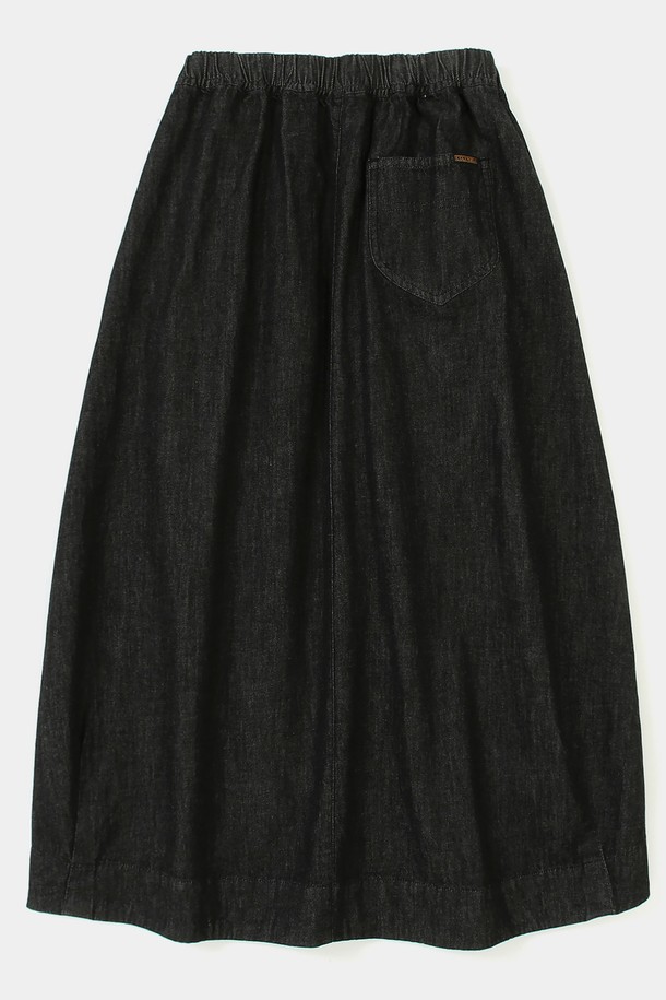 COLUMBIA UNIVERSITY - 롱스커트 - ALL-ROUND PLEATS DENIM LONG SKIRTS 블랙데님