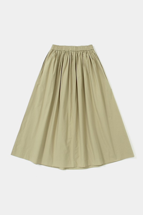 COLUMBIA UNIVERSITY - 롱스커트 - ALL-ROUND PLEATS COTTON LONG SKIRTS 베이지