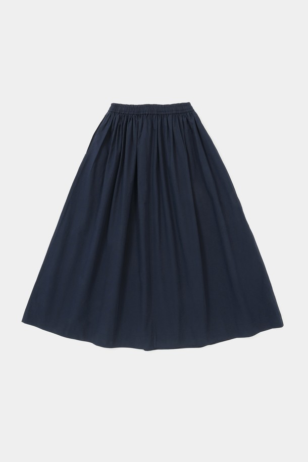 COLUMBIA UNIVERSITY - 롱스커트 - ALL-ROUND PLEATS COTTON LONG SKIRTS 크라운네이비