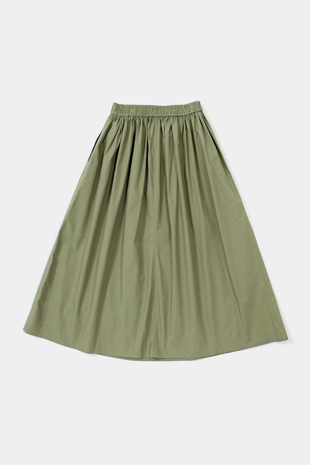 COLUMBIA UNIVERSITY - 롱스커트 - ALL-ROUND PLEATS COTTON LONG SKIRTS 카키