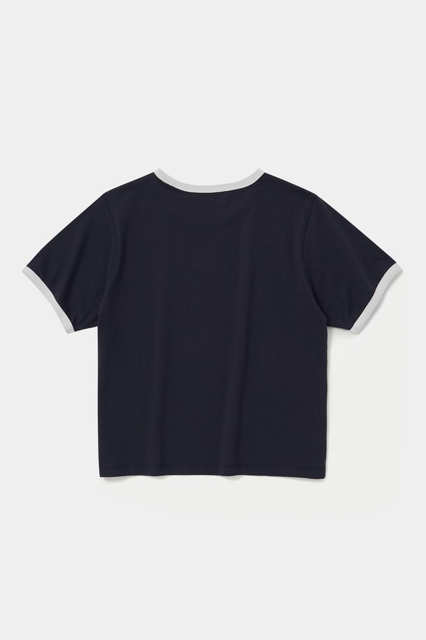 COLUMBIA UNIVERSITY - 반소매 티셔츠 - CU BIG SCRIPT WOMEN S/S RINGER T-SHIRTS 크라운네이비