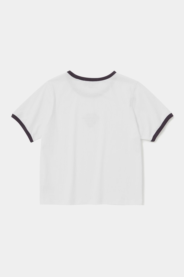 COLUMBIA UNIVERSITY - 반소매 티셔츠 - CU BIG SCRIPT WOMEN S/S RINGER T-SHIRTS 화이트