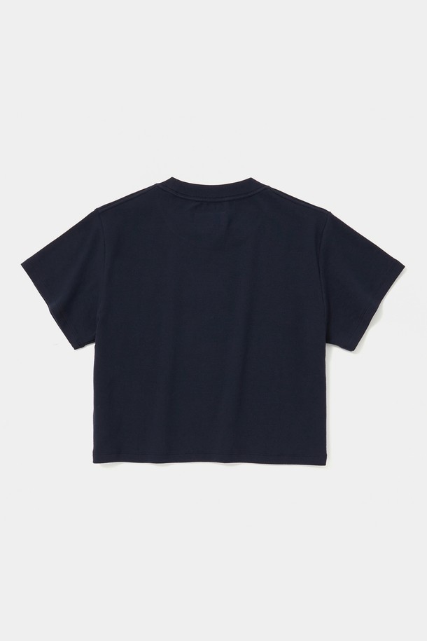 COLUMBIA UNIVERSITY - 반소매 티셔츠 - CU BIG SCRIPT WOMEN CROP S/S T-SHIRTS 크라운네이비