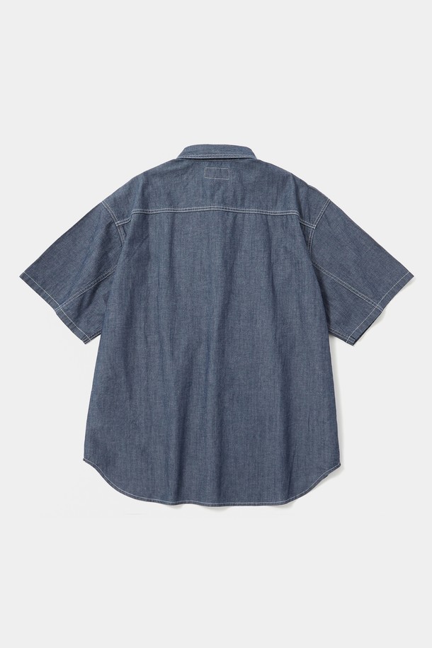 COLUMBIA UNIVERSITY - 반팔셔츠 - COLUMBIA TRAJAN LABEL CONTRAST STITCH DENIM S/S SHIRTS 라이트데님