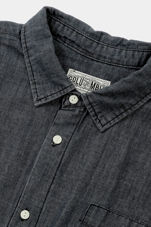 COLUMBIA UNIVERSITY - 반팔셔츠 - SL-LABEL BIG POCKET DENIM S/S SHIRTS 블랙데님