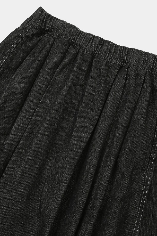 COLUMBIA UNIVERSITY - 롱스커트 - ALL-ROUND PLEATS DENIM LONG SKIRTS 블랙데님