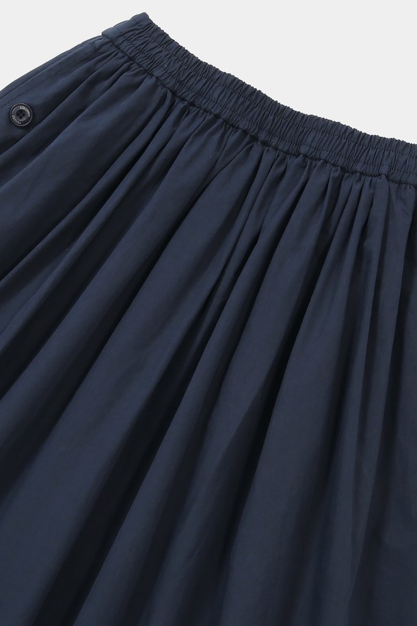 COLUMBIA UNIVERSITY - 롱스커트 - ALL-ROUND PLEATS COTTON LONG SKIRTS 크라운네이비