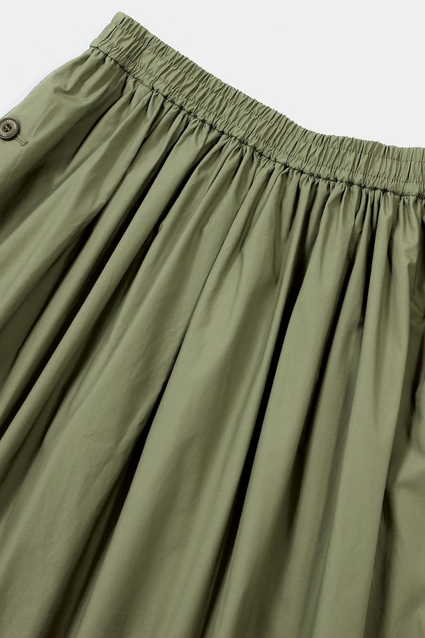 COLUMBIA UNIVERSITY - 롱스커트 - ALL-ROUND PLEATS COTTON LONG SKIRTS 카키